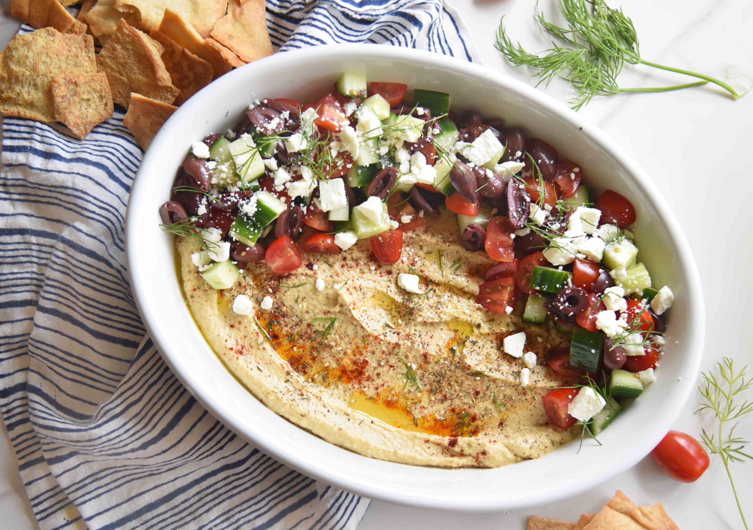 Loaded Greek Hummus Dip The Anchored Kitchen